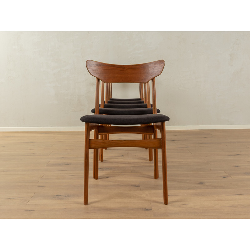 Set of 5 vintage teak chairs by Schiønning and Elgaard for Randers Møbelfabrik, Denmark 1960