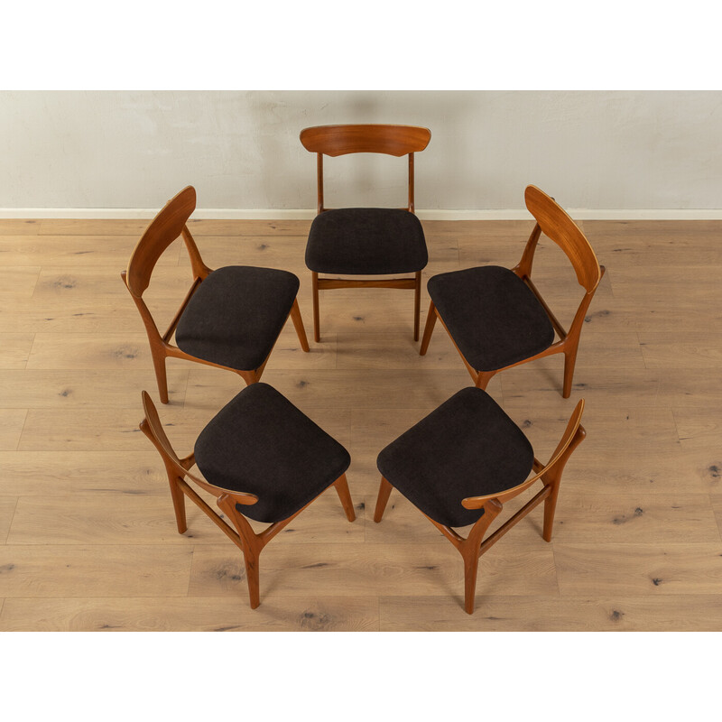 Conjunto de 5 cadeiras de teca vintage de Schiønning e Elgaard para Randers Møbelfabrik, Dinamarca 1960
