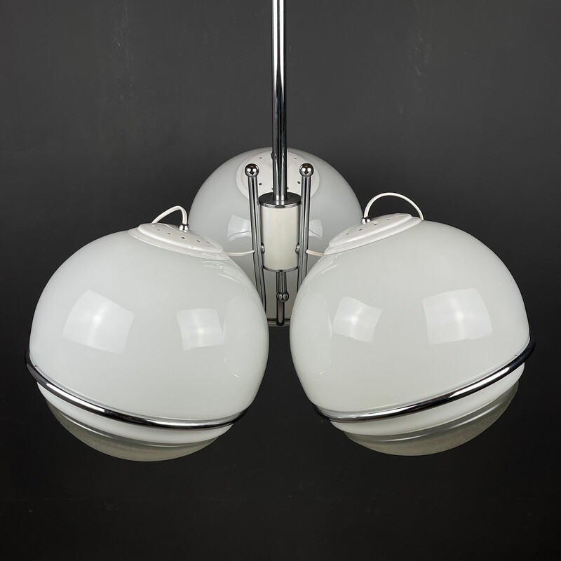 Vintage metal globe chandelier by Gino Sarfatti, Italy 1960