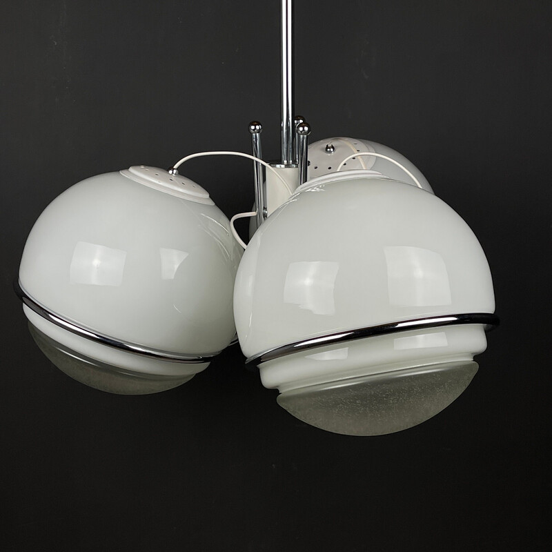 Vintage metal globe chandelier by Gino Sarfatti, Italy 1960