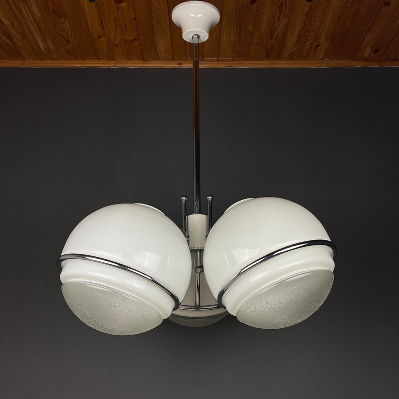 Vintage metal globe chandelier by Gino Sarfatti, Italy 1960