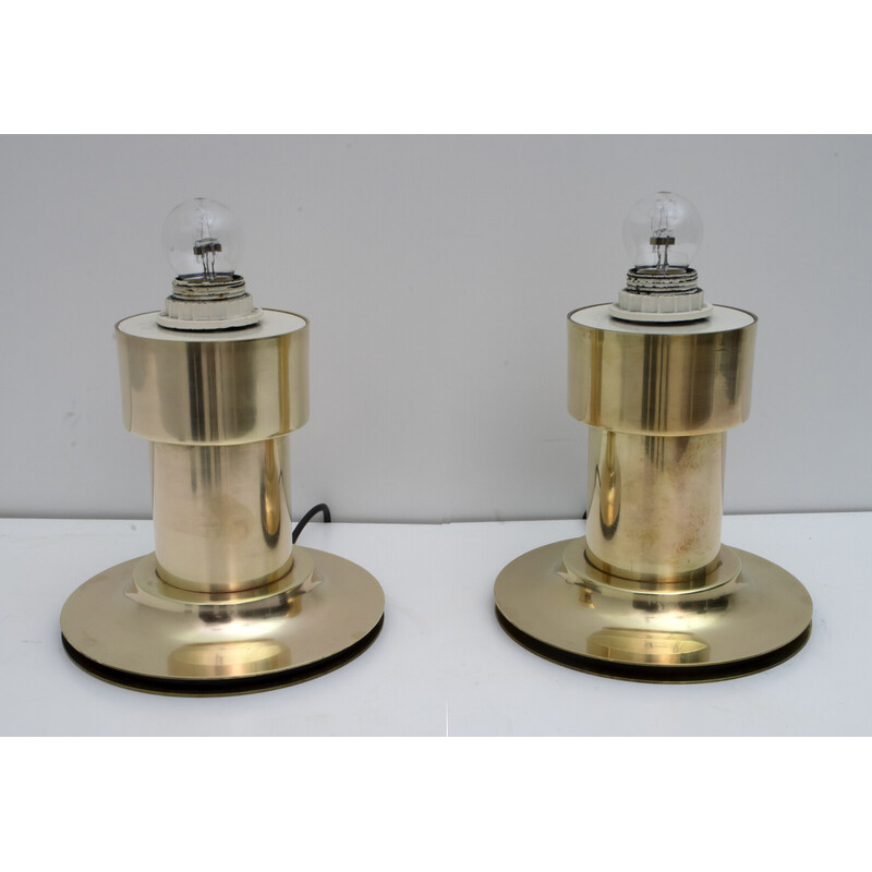 Pair of vintage brass table lamps, Italy 1960