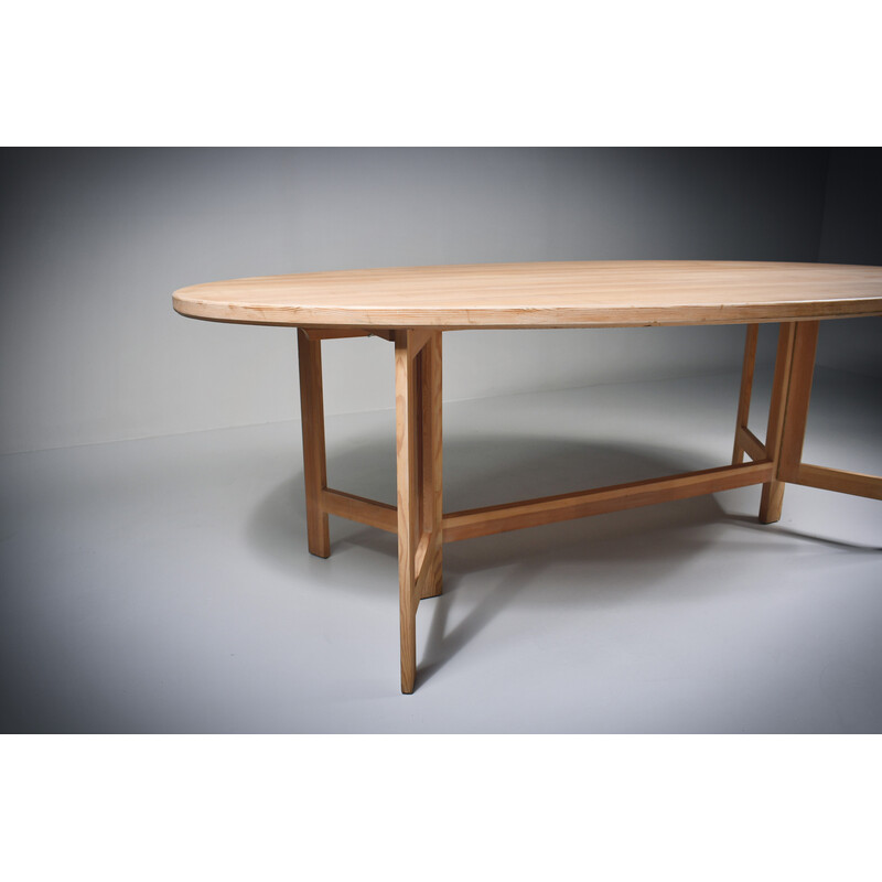 Vintage limed pine table by Olle Pira, Sweden 1960