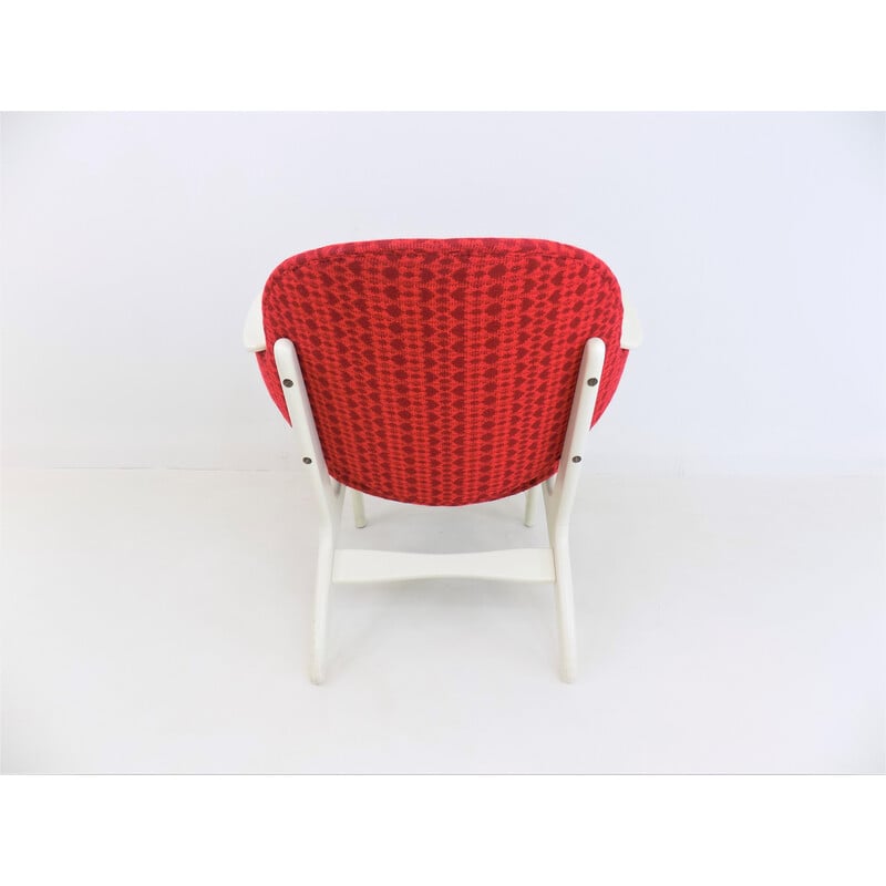 Vintage-Sessel mit rotem Stoff von Carl Edward Matthes für Cf Matthes, 1950