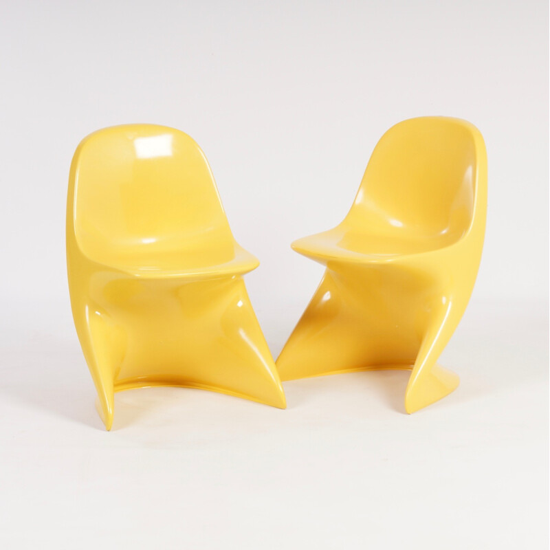 Pair of Casalino childrens yellow chair by Alexander Begge for Casala - 1970s