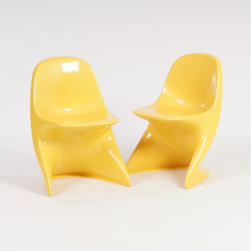 Paire de chaises d'enfants jaunes Casalino de Alexander Begge pour Casala - 1970
