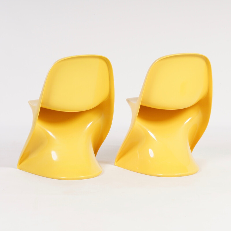 Pair of Casalino childrens yellow chair by Alexander Begge for Casala - 1970s