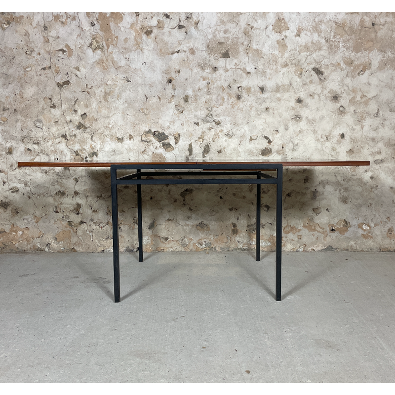 Vintage metal and teak portfolio table by Georges Frydman, 1960