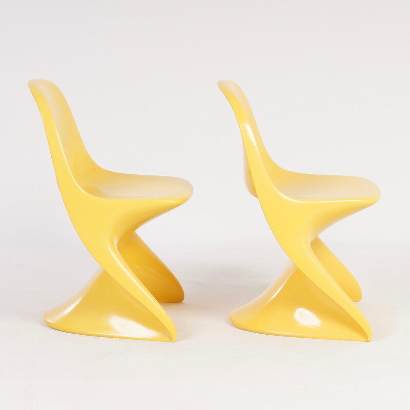 Pair of Casalino childrens yellow chair by Alexander Begge for Casala - 1970s