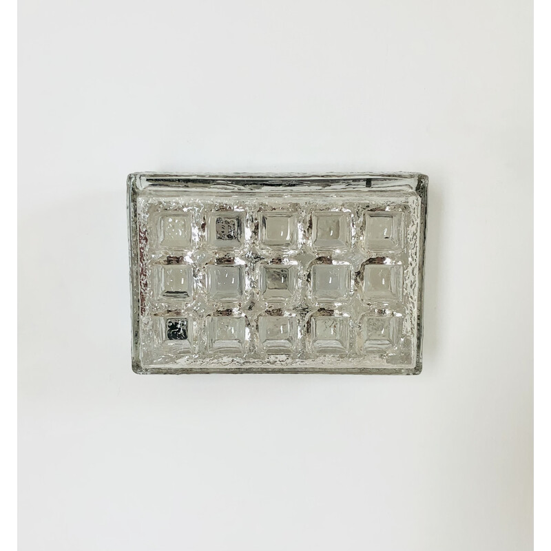 Vintage rectangular wall lamp in embossed glass from Limburg, Germany 1970
