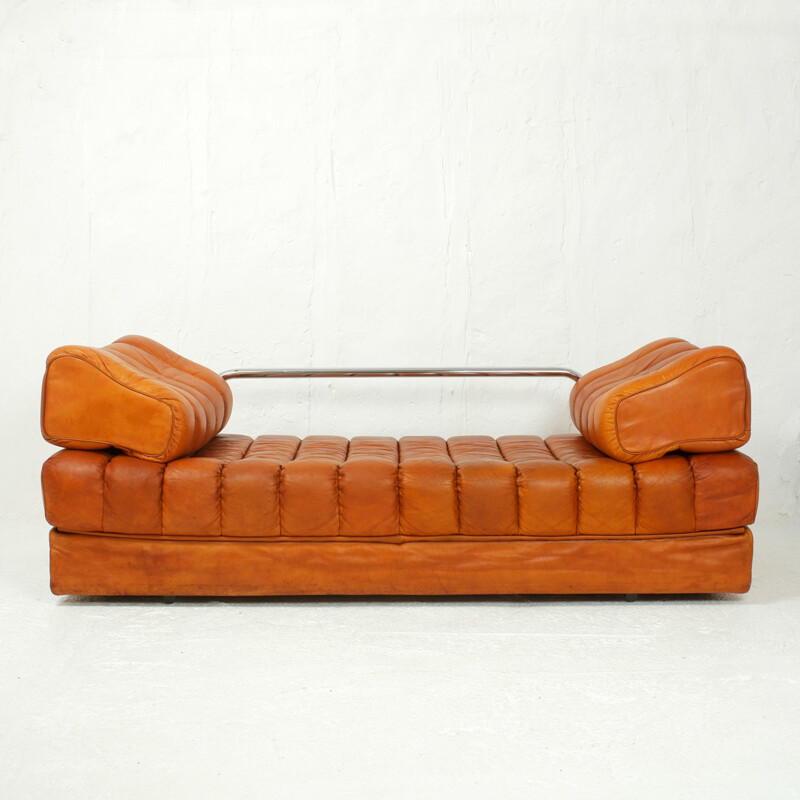 DS 85 convertible cognac leather sofa by De Sede - 1970s