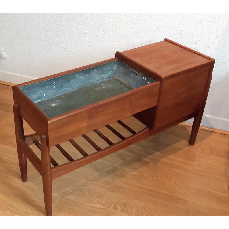 Teak scandinavian flower box with magazine rack - 1960s