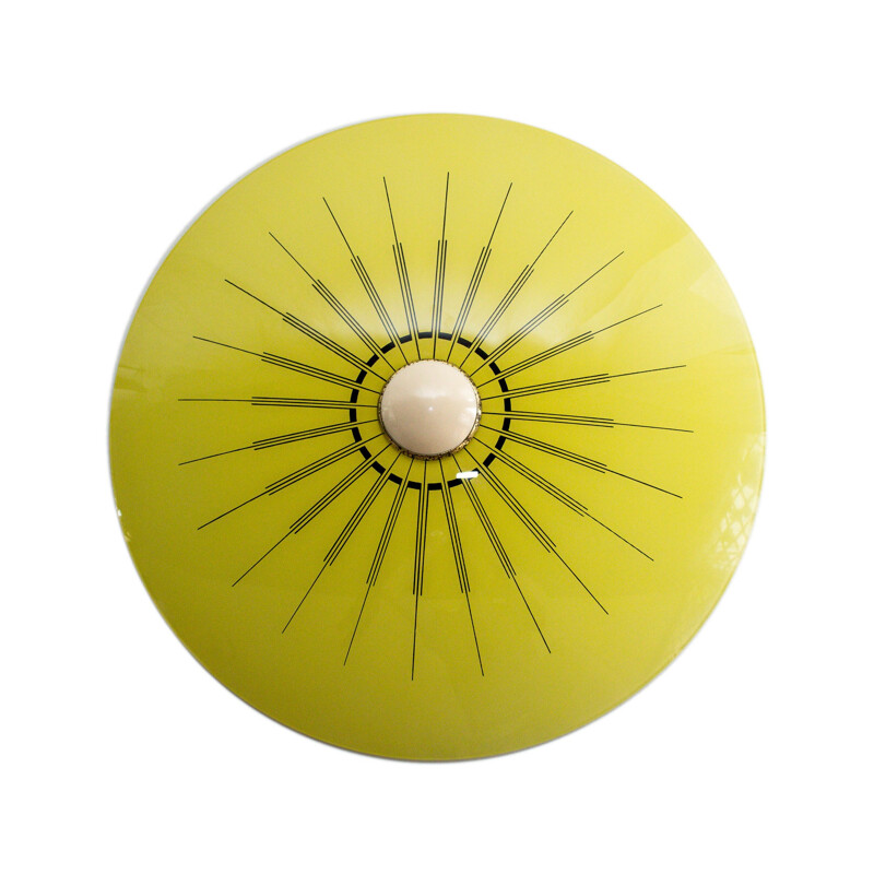 Space age UFO yellow ceiling lamp, Germany - 1960s