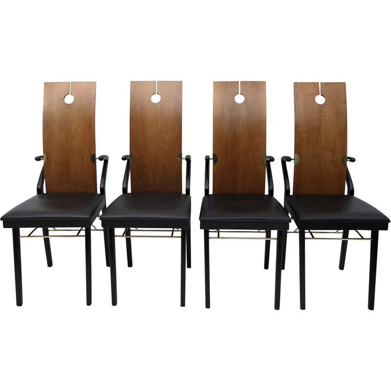 Set of 4 vintage bent cherry chairs by Pierre Cardin, 1980