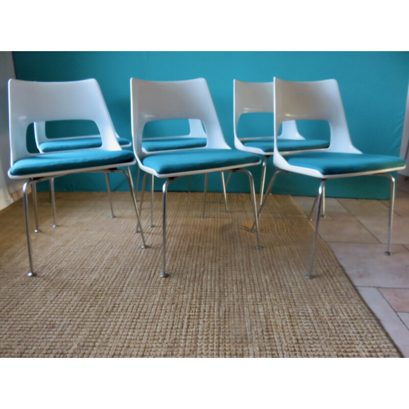 Set of 6 vintage white resin chairs by Kay Korving, Denmark 1975