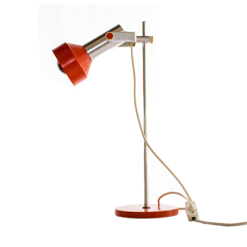 Atomic age orange table lamp made by AKA Electric - 1970s