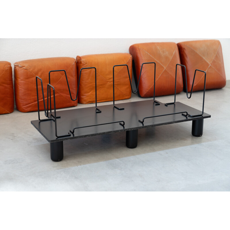 Vintage living room set in orange leather by Mario Marenco for Arflex, 1970