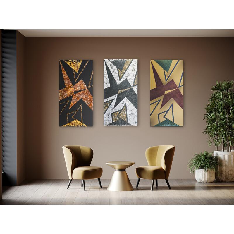 Set of 5 vintage abstract art paintings, Italy 2022