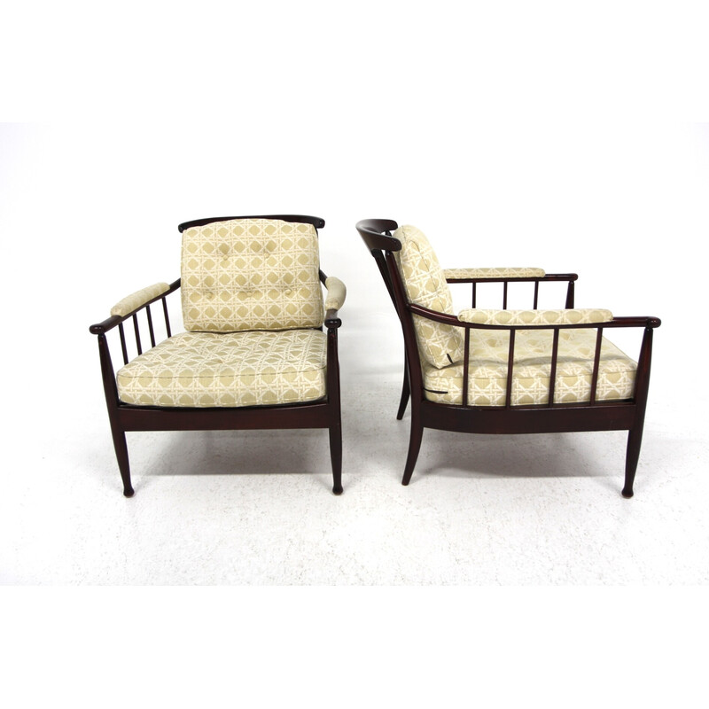 Paire de fauteuils vintage en hêtre par Kerstin Hörlin Holmqvist pour Ope, Olof Perssons Fåtöljindustri, Suède 1960