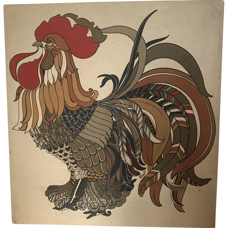Vintage wall hanging rooster by Toui