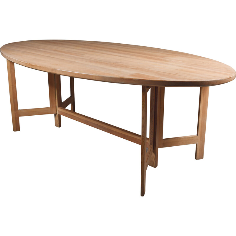 Vintage limed pine table by Olle Pira, Sweden 1960