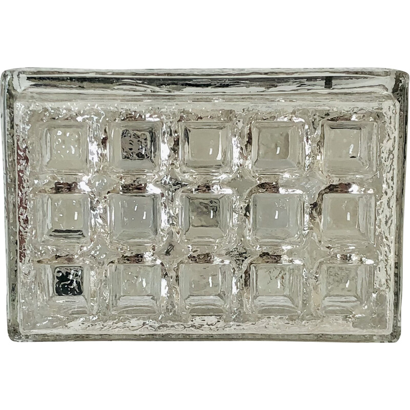 Vintage rectangular wall lamp in embossed glass from Limburg, Germany 1970