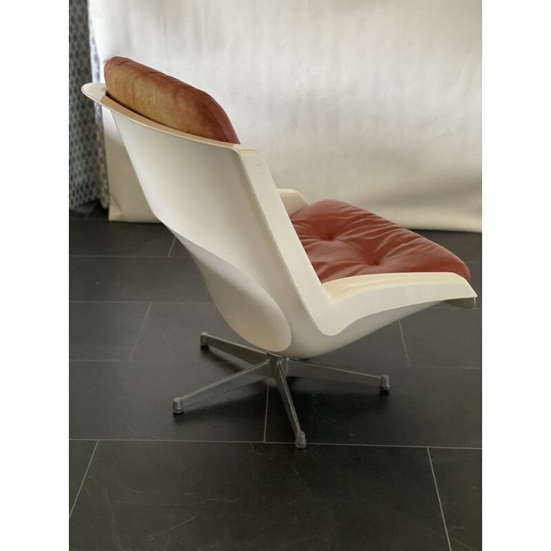 Fauteuil Alpha vintage en cuir et plastique par Paul Tuttle pour Strassle, Suisse 1970