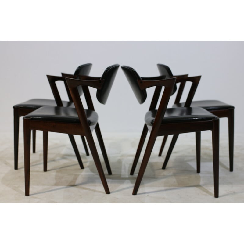 Suite de 4 chaises en palissandre de Kai Kristiansen - 1950