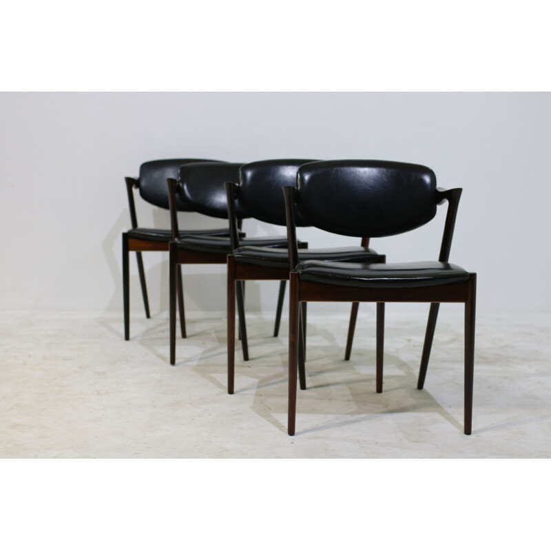 Set of 4 rosewood Chairs by Kai Kristiansen - 1950s