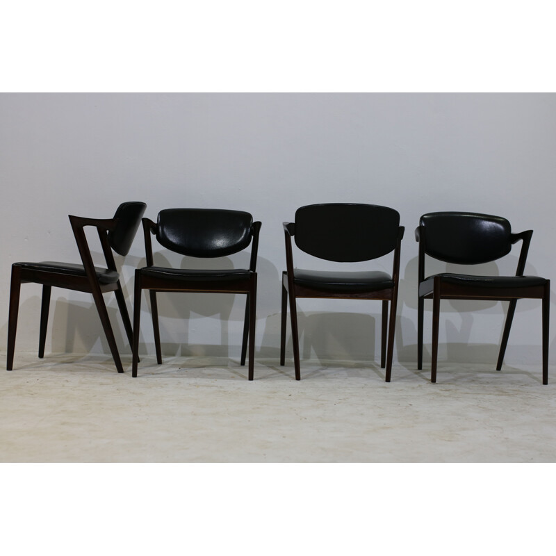 Set of 4 rosewood Chairs by Kai Kristiansen - 1950s