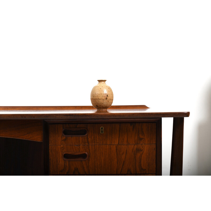 Vintage free-standing wooden desk by Svend Åge Madsen for Hp Hansen, Denmark 1960
