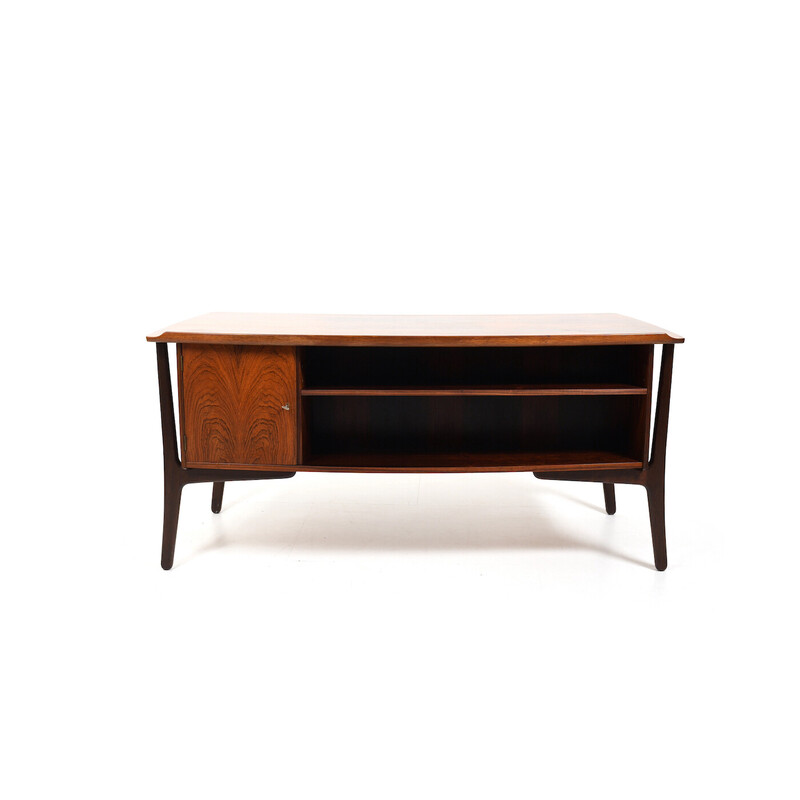 Vintage free-standing wooden desk by Svend Åge Madsen for Hp Hansen, Denmark 1960