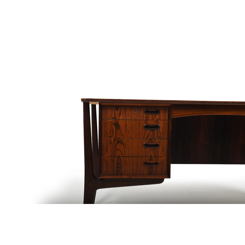 Vintage free-standing wooden desk by Svend Åge Madsen for Hp Hansen, Denmark 1960