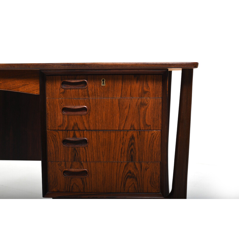 Vintage free-standing wooden desk by Svend Åge Madsen for Hp Hansen, Denmark 1960