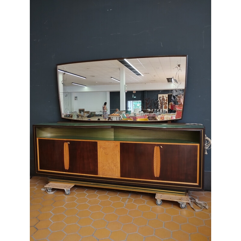 Enfilade vintage avec miroir en bois par Vittorio Dassi, 1950