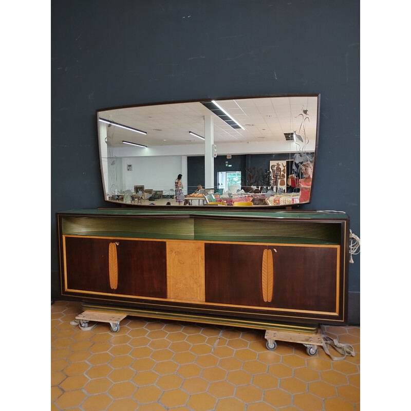 Vintage wooden sideboard with mirror by Vittorio Dassi, 1950