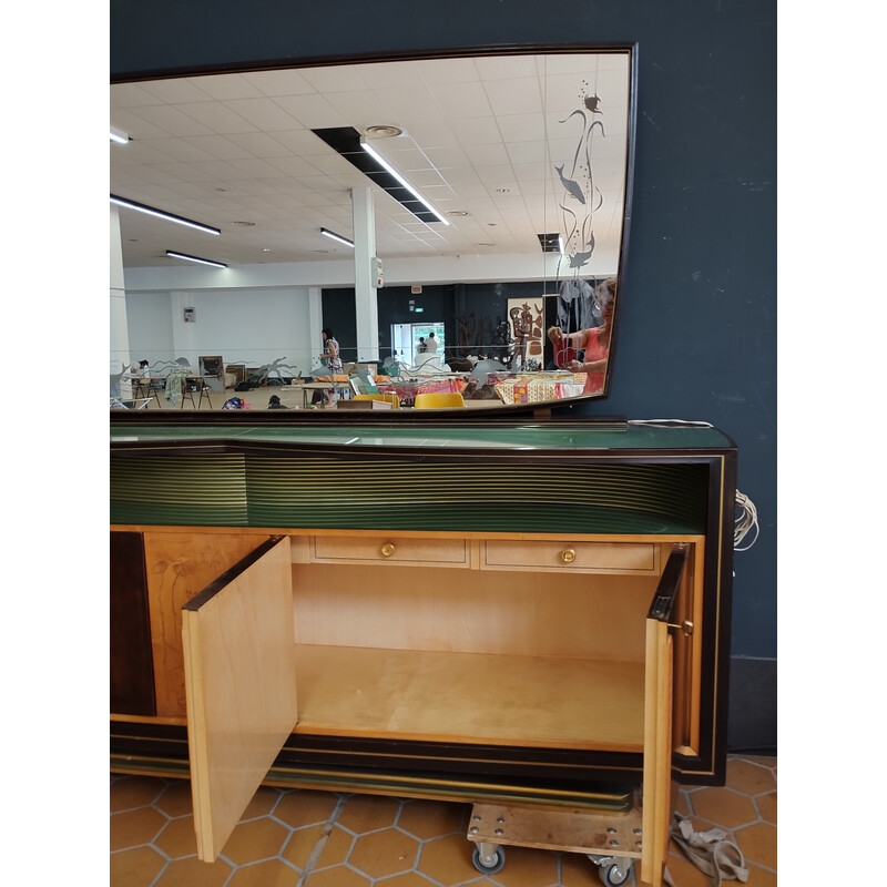 Vintage wooden sideboard with mirror by Vittorio Dassi, 1950