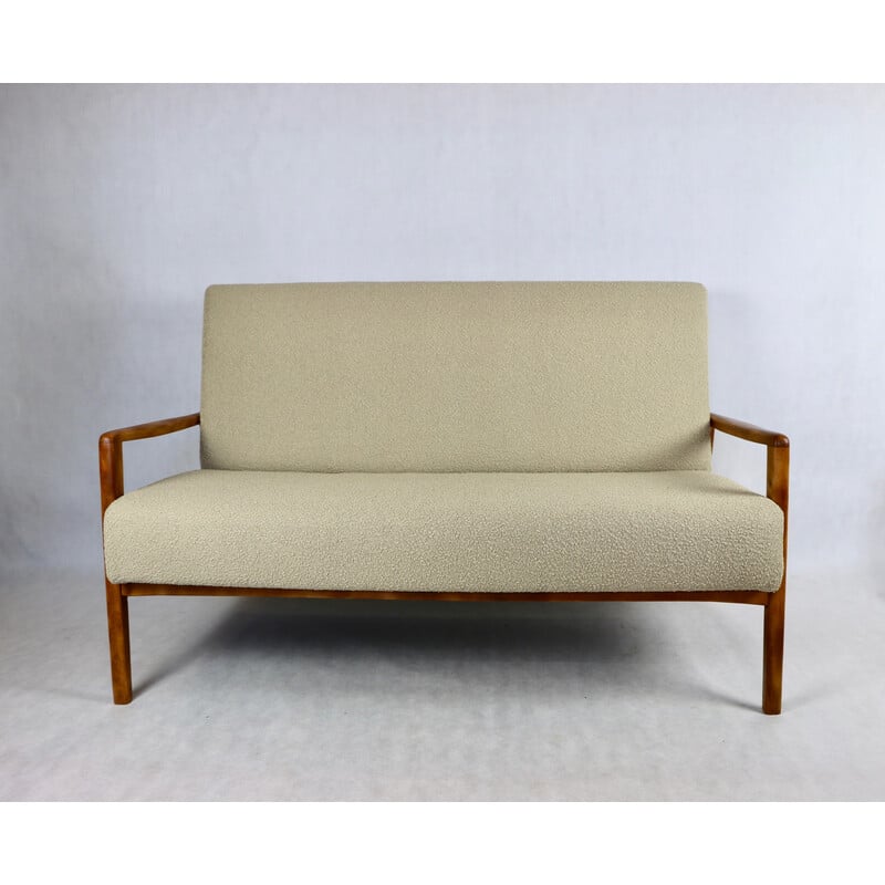 Vintage sofa with beige loop armchair, 1970