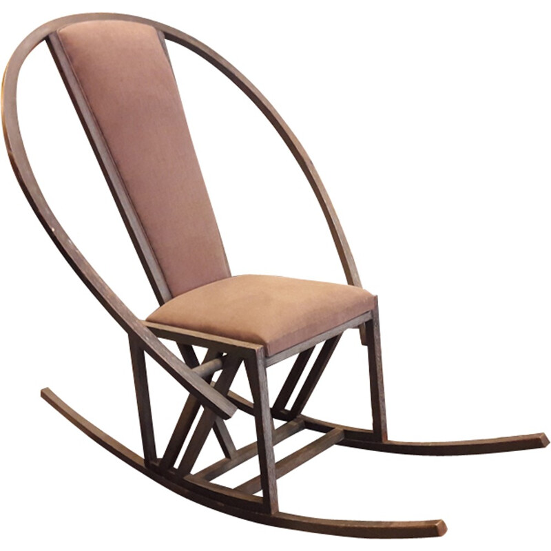 Large rocking chair in beechwood by Pascal Mourgue - 1980s