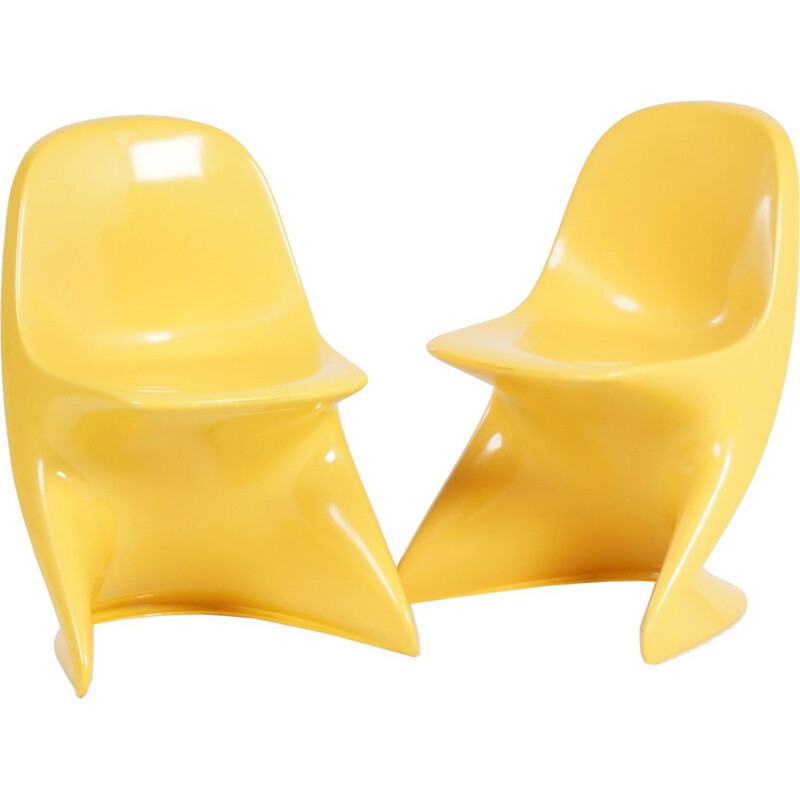 Paire de chaises d'enfants jaunes Casalino de Alexander Begge pour Casala - 1970