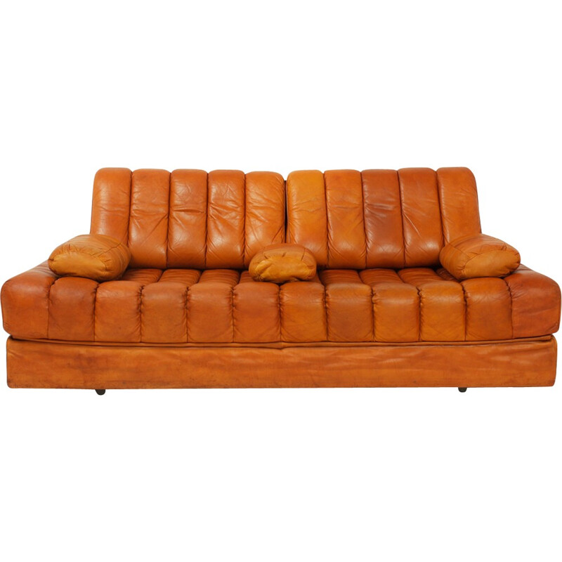 DS 85 convertible cognac leather sofa by De Sede - 1970s