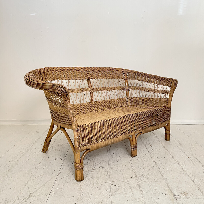 Vintage rattan sofa, France 1972