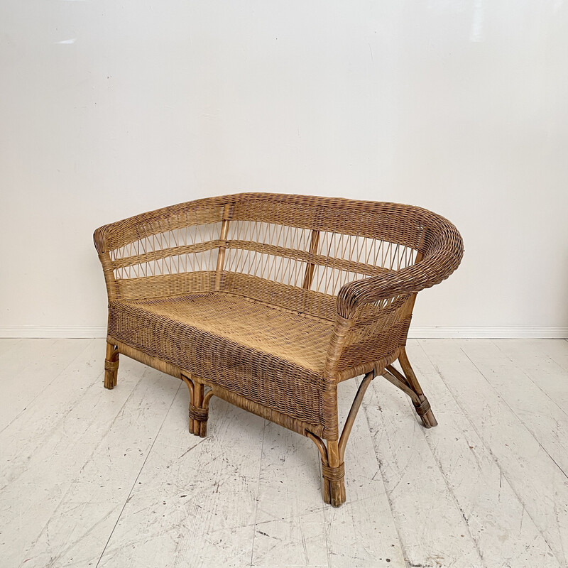 Vintage rattan sofa, France 1972