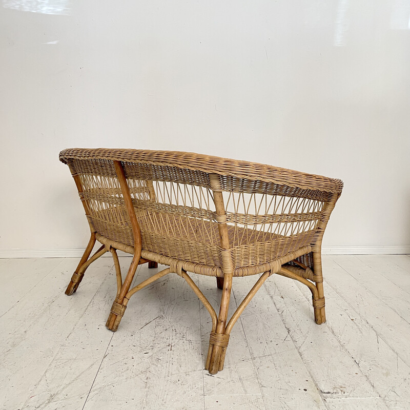 Vintage rattan sofa, France 1972