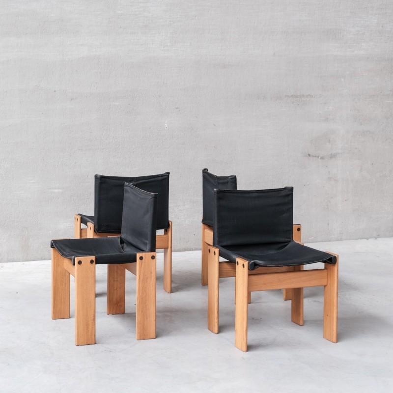 Set of 4 vintage "Monk" chairs by Afra and Tobia Scarpa for Molenti, Italy 1970