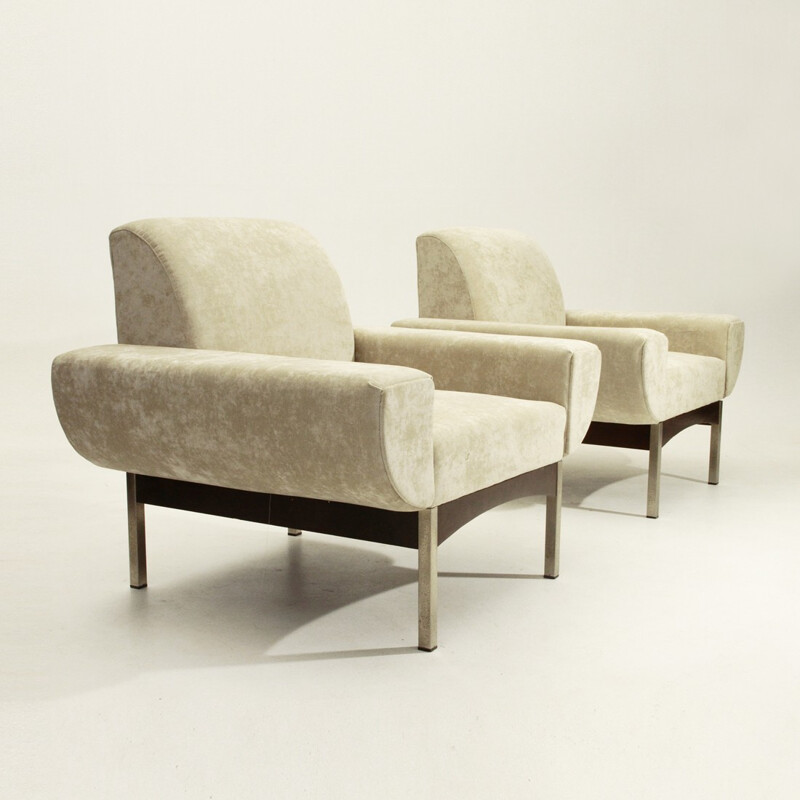 Pair of italian mid-century velvet armchairs - 1960s