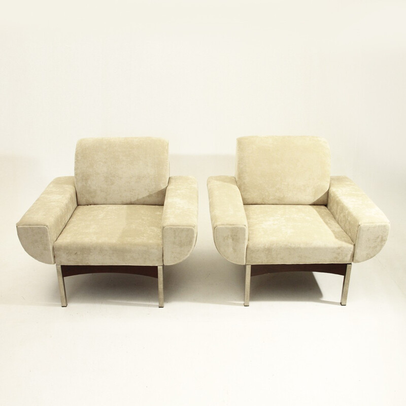 Pair of italian mid-century velvet armchairs - 1960s