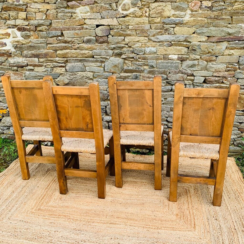 Ensemble de 4 chaises vintage en chêne