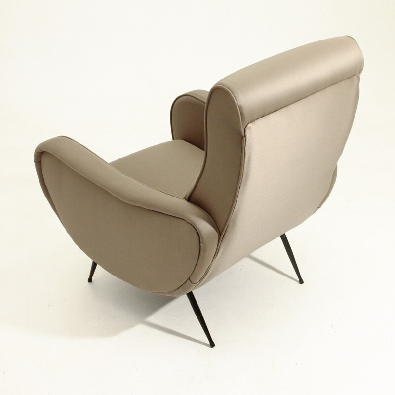 Italian mid century grey armchair, large armrests - 1950s