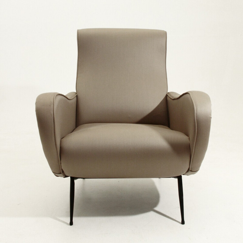 Italian mid century grey armchair, large armrests - 1950s